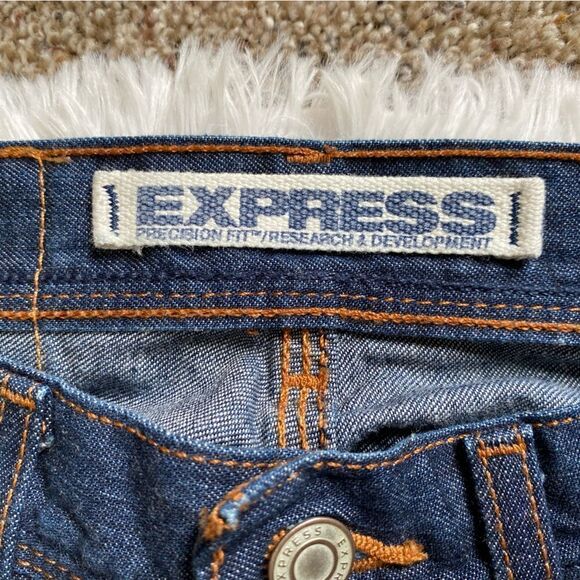 Express Precision Fit Jeans Dark Blue Size 3/4 - Picture 7 of 9